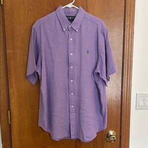Ralph Lauren Men's Lavender Linen Short Sleeve Shirt Size XL